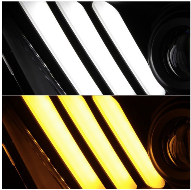 Spyder® (11-14) Mustang Black Sequential LED DRL Bar Projector Headlights (HID/Xenon)