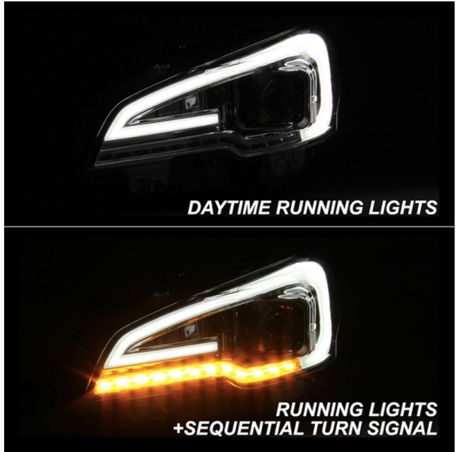 Spyder® (15-21) WRX/STI Chrome LED DRL Bar Projector Headlights (Halogen)