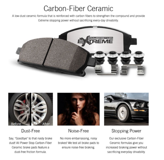 Power Stop® (04-24) GM/Mopar V8 Z26 Extreme Street Performance Carbon-Fiber Ceramic Compound Rear Brake Pads