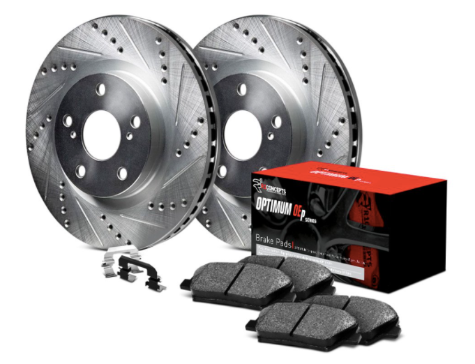 R1 Concepts® (14-21) Subaru WRX eLINE Series Drilled and Slotted Front Brake Kit with OPTIMUM OEp Pads