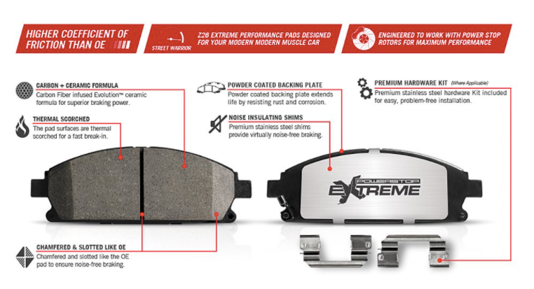 Power Stop® (20-24) Corvette Stingray Z26 Extreme Street Carbon-Fiber Ceramic Front Brake Pads