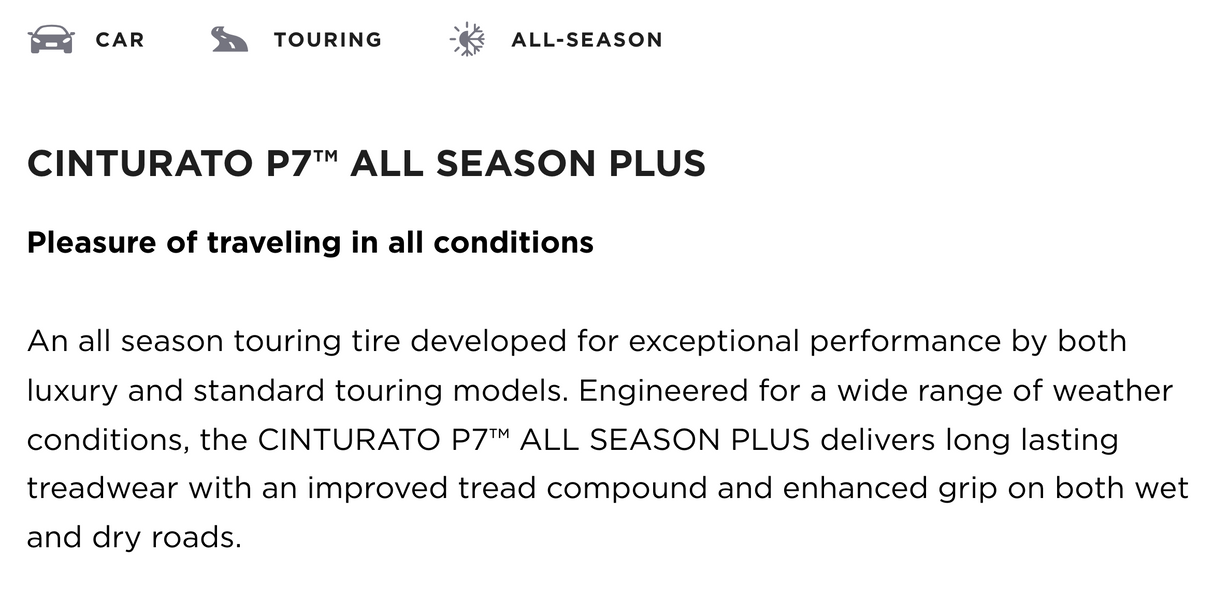 Pirelli® CINTURATO P7™ ALL SEASON PLUS