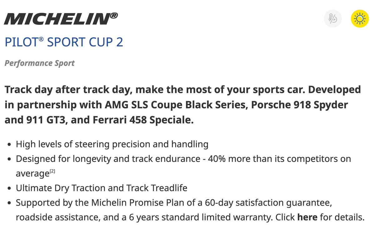 Michelin® PILOT® SPORT CUP 2 Performance Sport