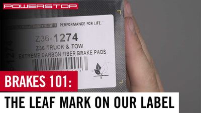 WHAT IS THE LEAF MARK ON THE SIDE OF POWERSTOP BRAKE PAD BOXES?