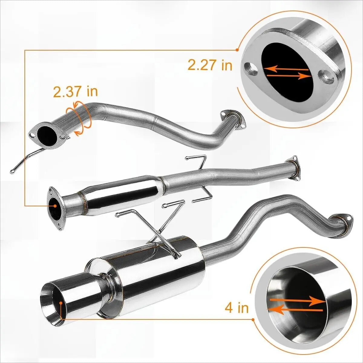 (92-00) Honda Civic 1.6L 2.25" Cat-Back Exhaust with 4" OD Burnt Tip