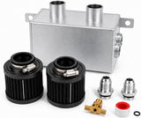 Kingman Speed® Universal -10AN 1.2L Baflled Oil Catch Can with Dual Breather Filters & Drain Valves