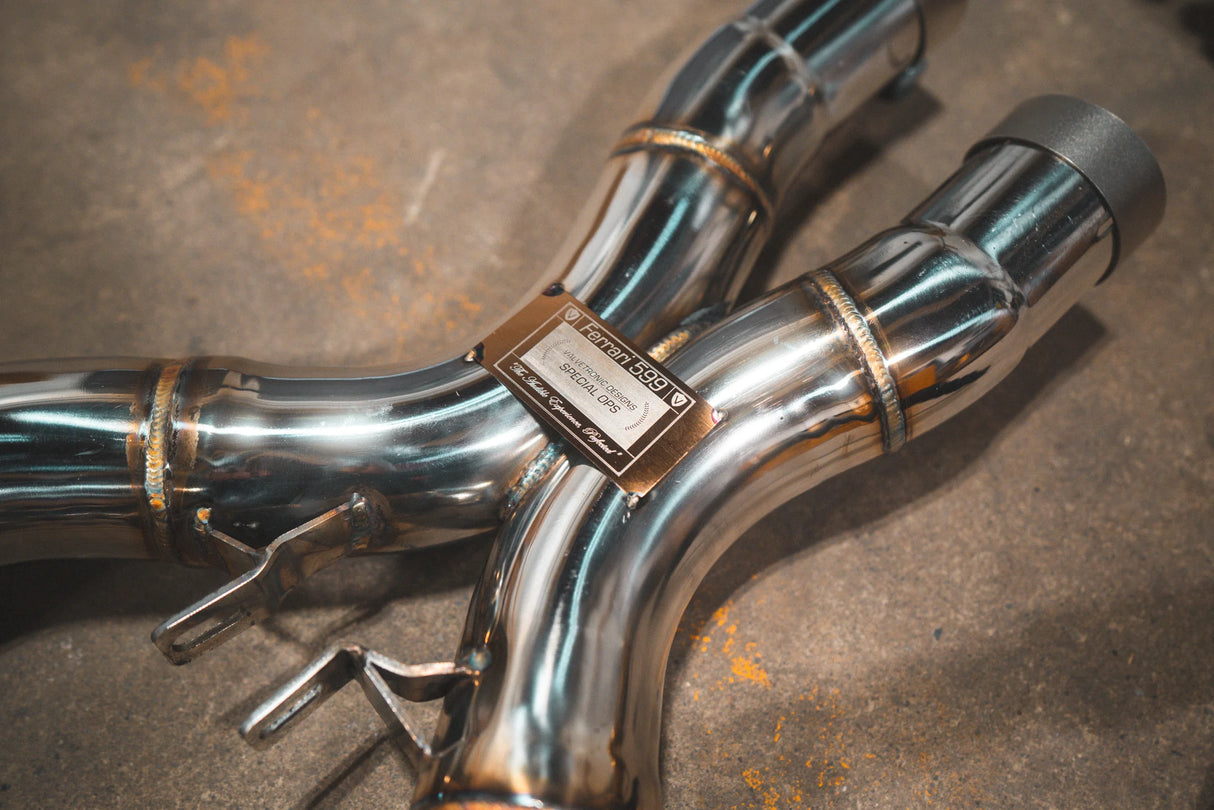 Valvetronic Designs® Ferrari 599 RACE F1 Valved Complete Exhaust System with 4" OD Tips