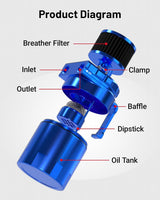 300ML Baffled Oil Can with Breather Filter 3/8" ID 2.5 NBR Fuel Hose