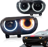 08+ Dodge Challenger Projector Head Lights Sequential Indicator Halo