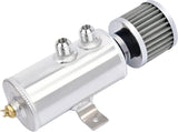 750mL -10AN Silver Baffled Oil Catch Can with Breather Filter (2-Port)