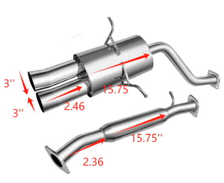 (91-95) BMW 325i E36 2.5L Cat-Back Exhaust with Chamered Muffler