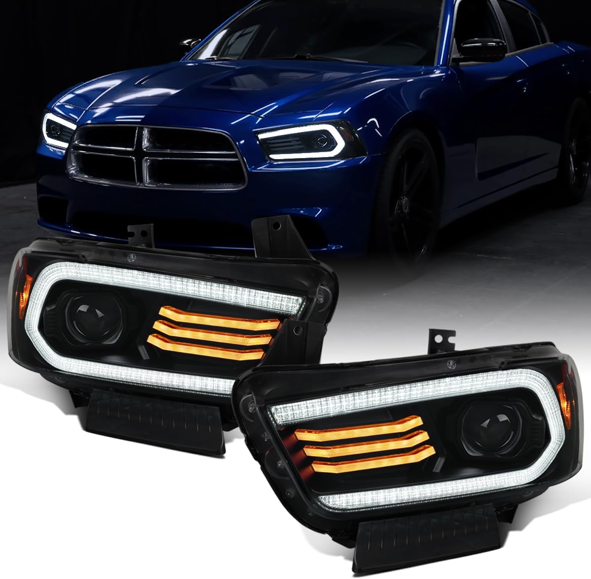 Dodge Charger Head Light LED DRL Switchback Sequential Turn Signal
