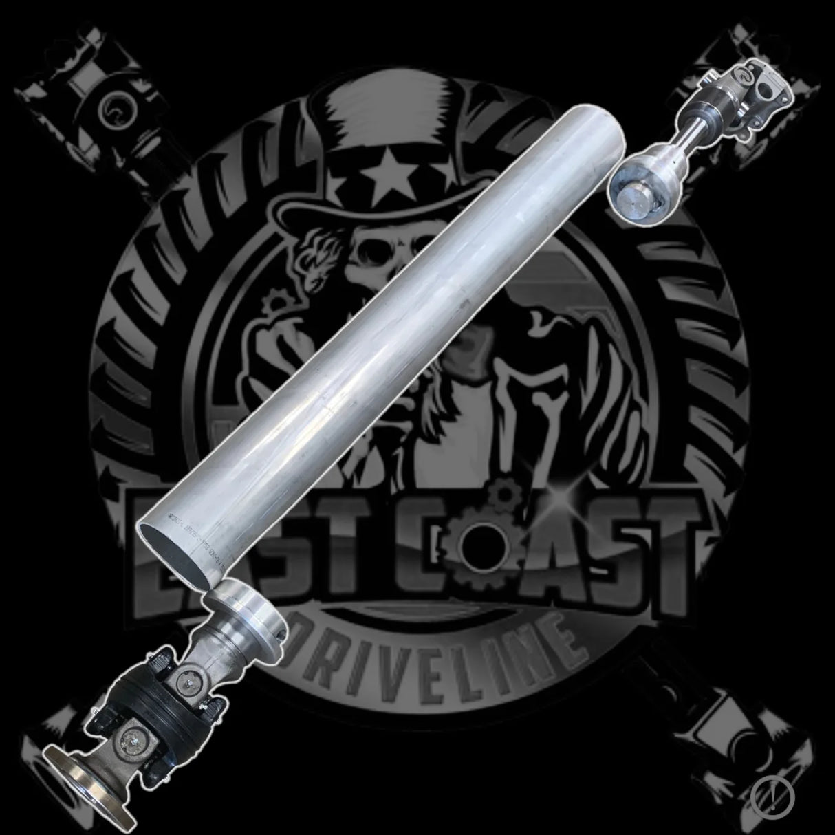East Coast Driveline® Custom Aluminum Rear Driveshaft with Double Cardan CV Joint at Transfer Case & 4 Bolt Flange Yoke Or Open U-Joint at Rear Differential (High Angle + High HP)