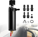 750mL Billet Baffled Oil Can with Breather Filter/Drain Valves (2-Port)