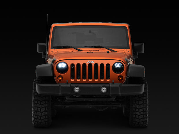 Raxiom 97-18 Jeep Wrangler TJ/JK Axial Series LED Headlights- Black Housing (Clear Lens)