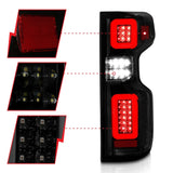 ANZO 19-21 Chevy Silverado Work Truck Full LED Taillights Blk Housing Smoke Lens G2 (w/C light Bars)