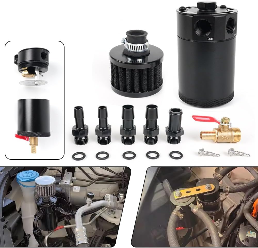 150mL Black Baffled Oil Can with Breather Filter/Drain Valves (2-Port)