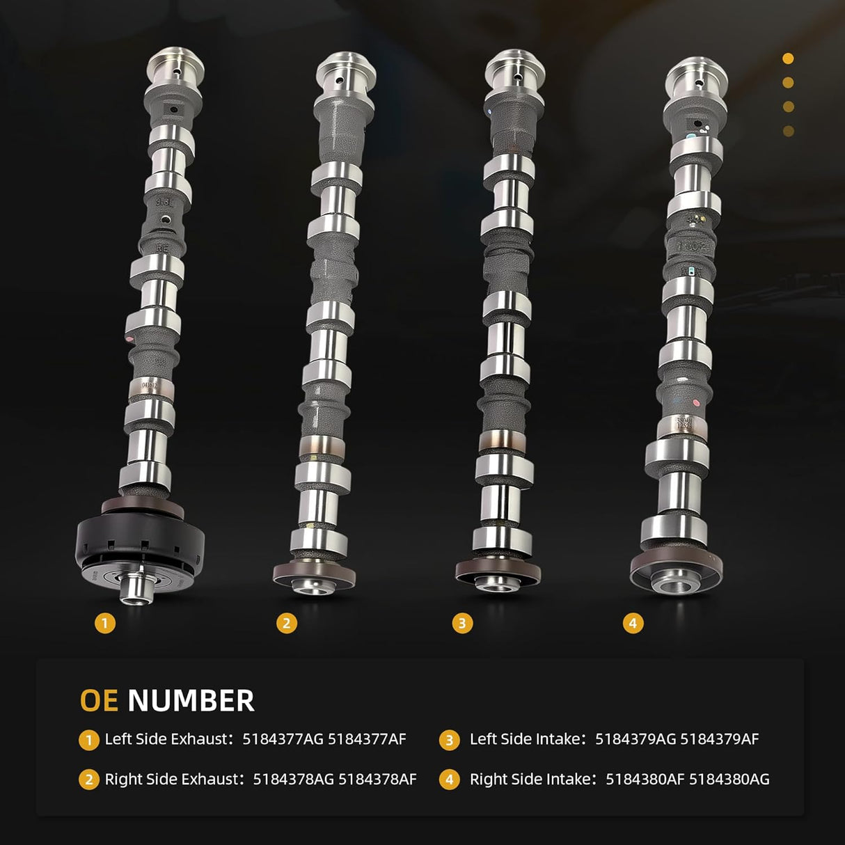 Kingman Speed® (11+) Mopar 3.6L V6 Engine Camshaft Set (5184377AG/5184378AG/5184379AG/5184380AG)