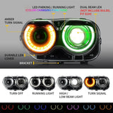 15-23 Dodge Challenger Head Lights with Color Shift Halos (Halogen)