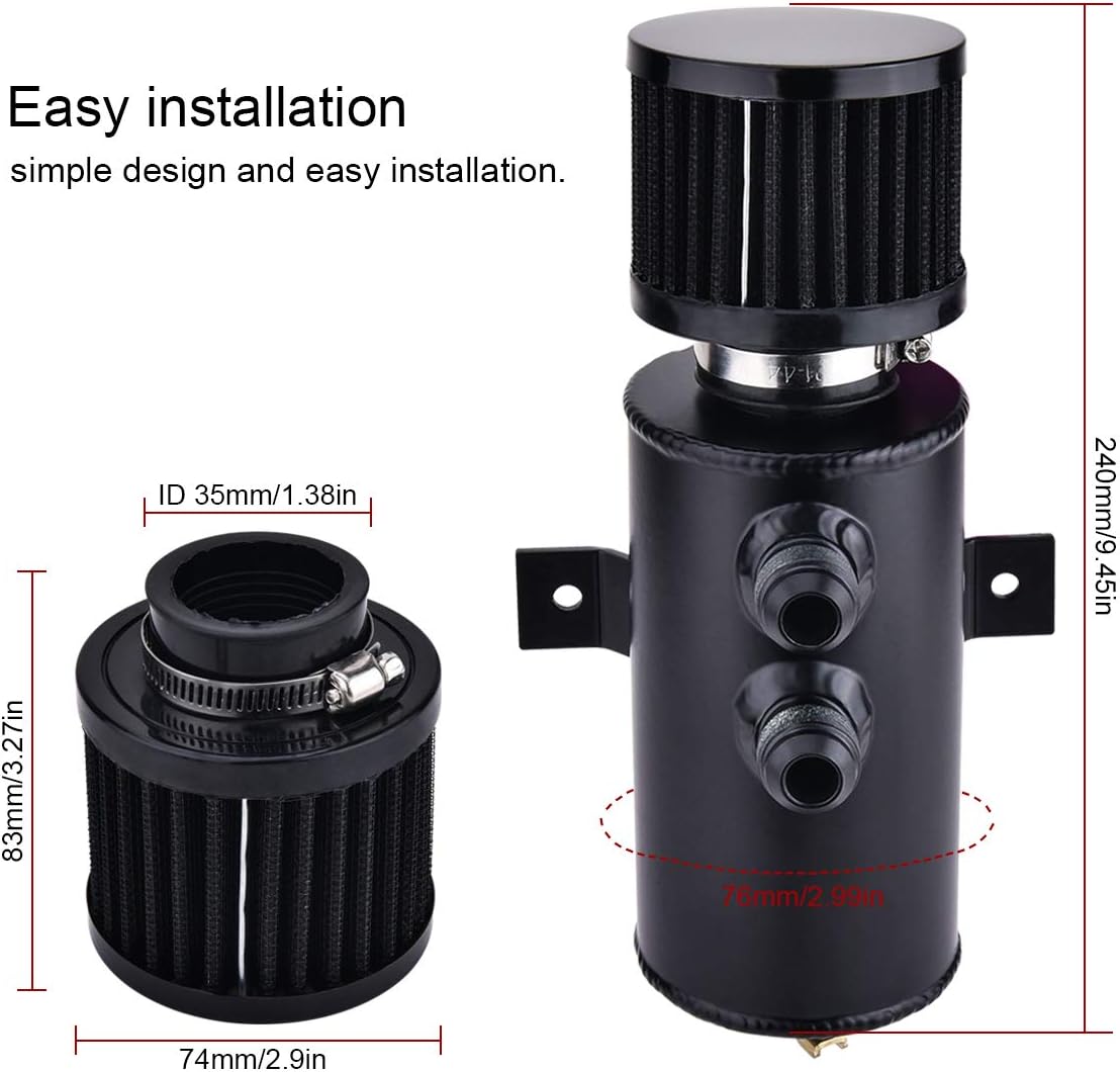 -10AN Oil, 750ml Baffled Oil Catch Can with Breather Filter (2-Port)