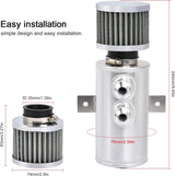 750mL -10AN Silver Baffled Oil Catch Can with Breather Filter (2-Port)