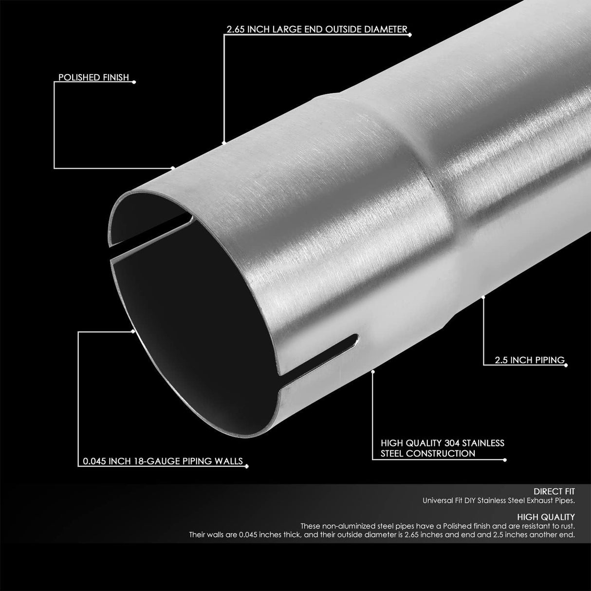 Kingman Speed® Universal Stainless Steel DIY Custom Exhaust Tubing Straight & U-Bend Kit