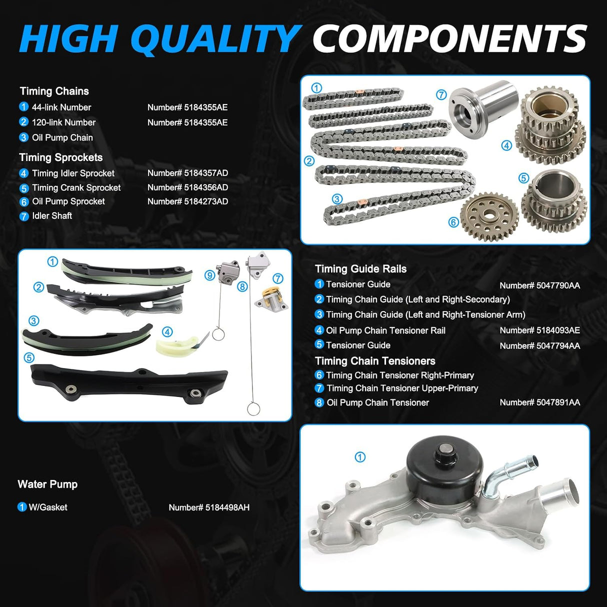 Dodge/Jeep/Ram 3.6L VVT Timing Chain with Water Pump 5047891AA