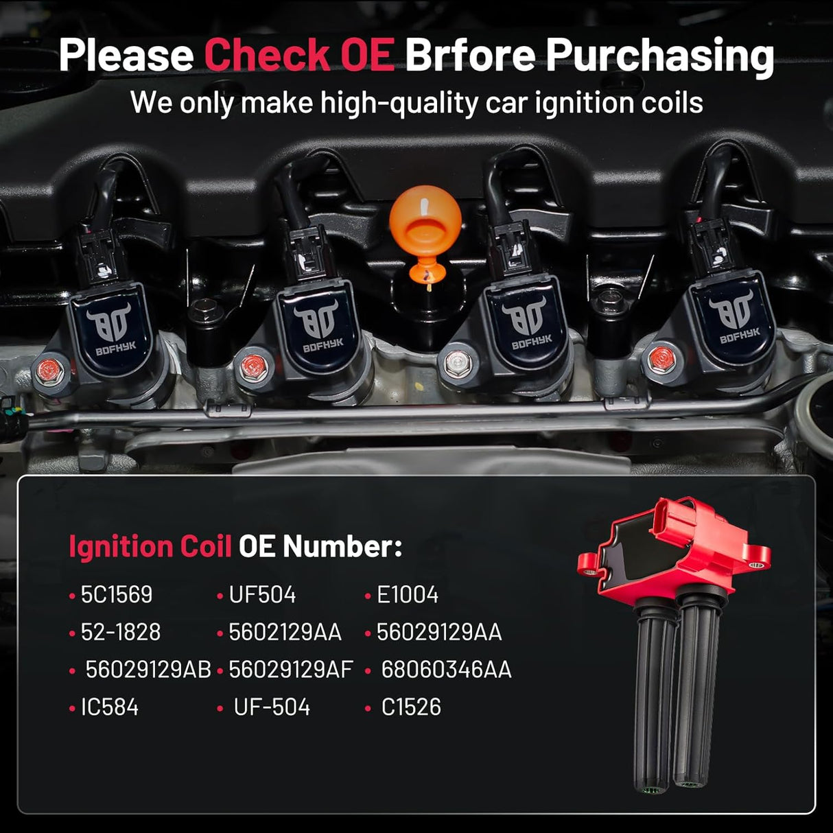 Kingman Speed® OE GEN III HEMI Red Ignition Coils (3-Pin / 8-Pack)