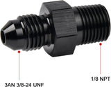 -3AN Male Flare to 1/8" NPT Pipe Fitting Adapter Aluminum Straight BK