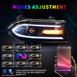 15-23 Dodge Charger Head Lights with MultiColor DRL Strip (Halogen)