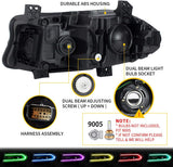 Kingman Speed® (15-23) Dodge Charger Head Lights with Color Shift DRL Strip (Halogen)