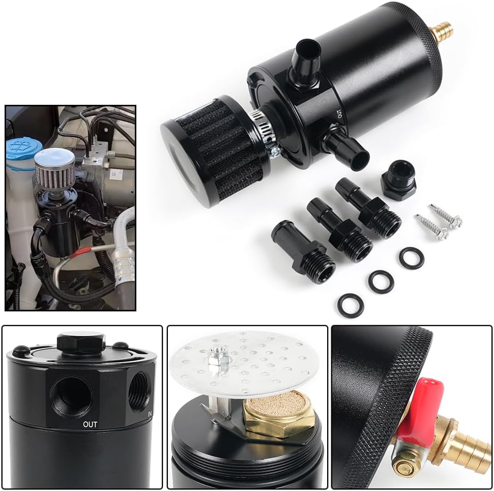 150mL Black Baffled Oil Can with Breather Filter/Drain Valves (2-Port)