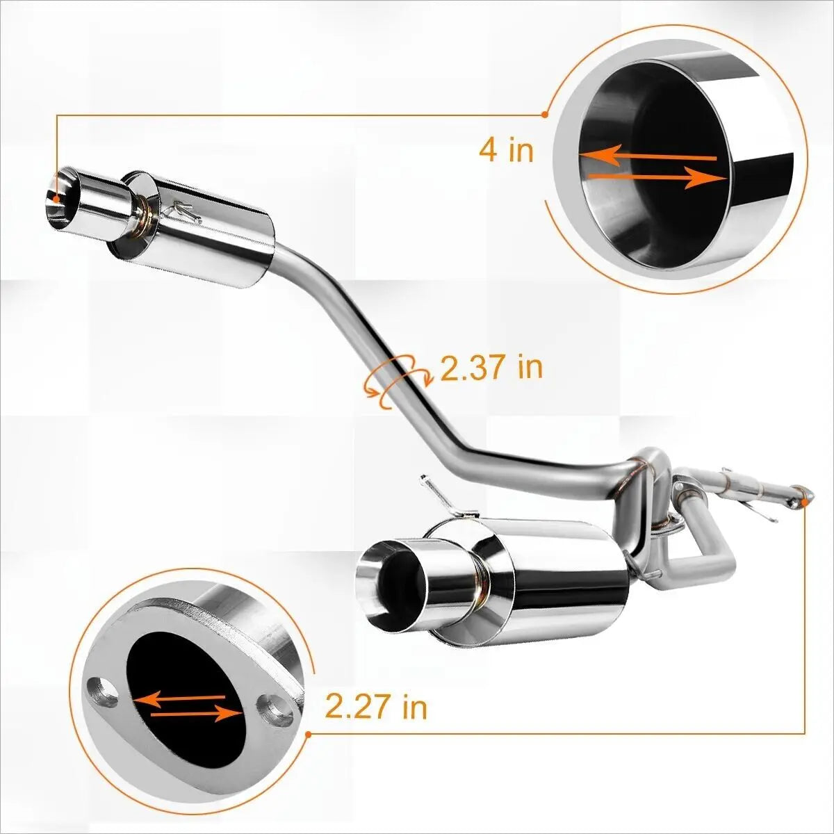 (03-06) Hyundai Tiburon 2.7L Cat-Back Exhaust with 4" OD Rolled Tips