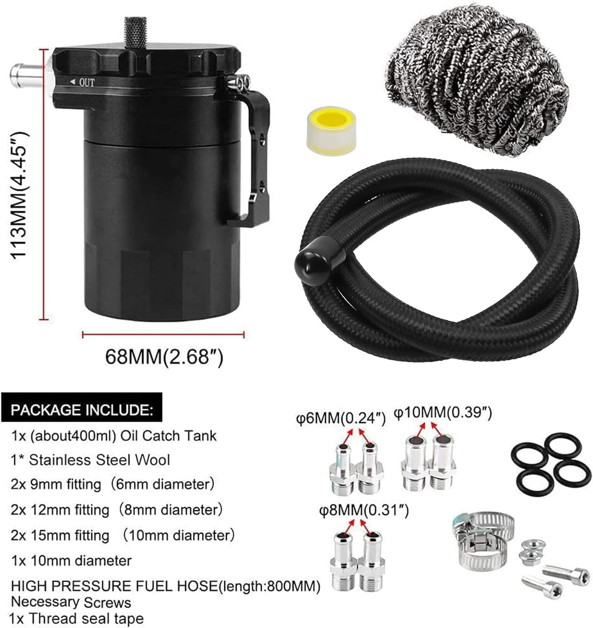 Kingman Speed® 350ml Baffled Oil Can with Upgraded Braided Hose

