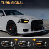 11-14 Dodge Charger Head Lights with Color Shift DRL Srip (Halogen) 