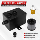 Universal 2L -10AN Black Baffled Oil Catch Can with Breather Filter