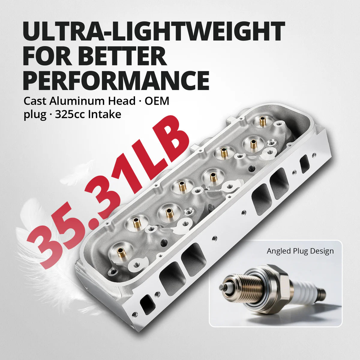 65-00 Chevy BBC V8 396/427/454/502 Aluminum Cylinder Head (Angled Plug)