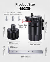 300ML Baffled Oil Can with Breather Filter 3/8" ID 2.5 NBR Fuel Hose