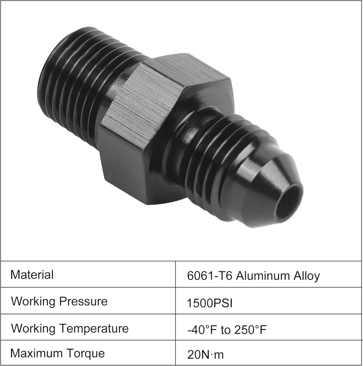 -3AN Male Flare to 1/8" NPT Pipe Fitting Adapter Aluminum Straight BK