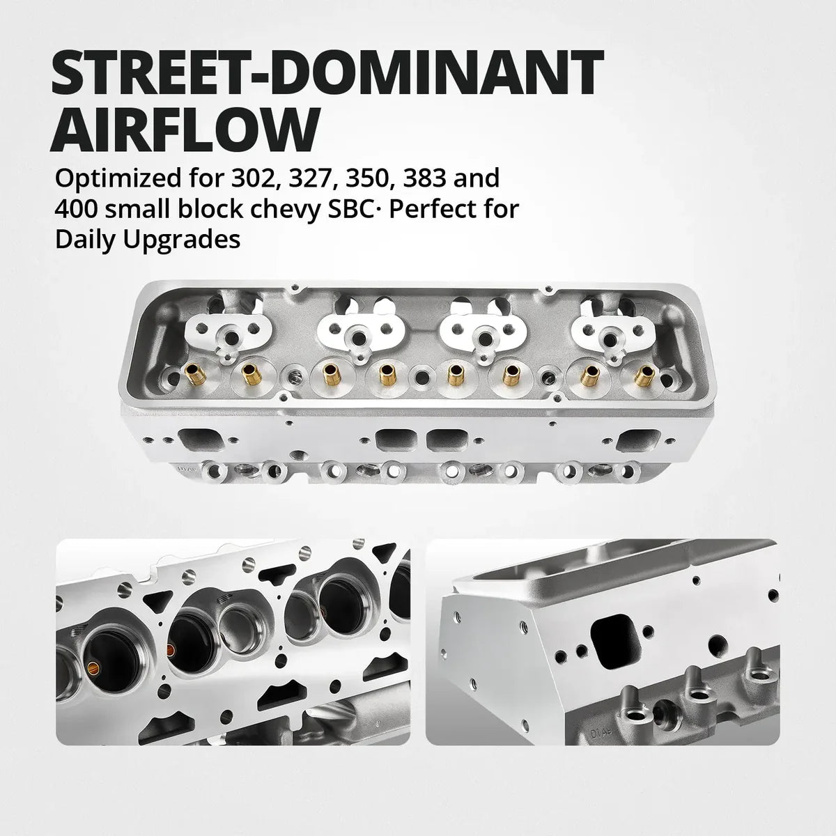 60-86 Chevy V8 SBC 302/327/350/383/400 Aluminum Cylinder Head (Angled Plug)