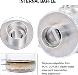 750mL -10AN Silver Baffled Oil Catch Can with Breather Filter (2-Port)