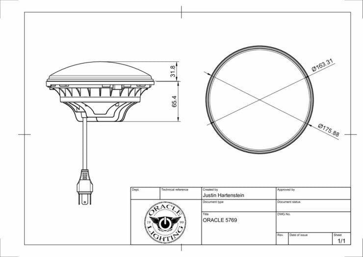 Oracle 7in High Powered LED Headlights - NO HALO - Black Bezel