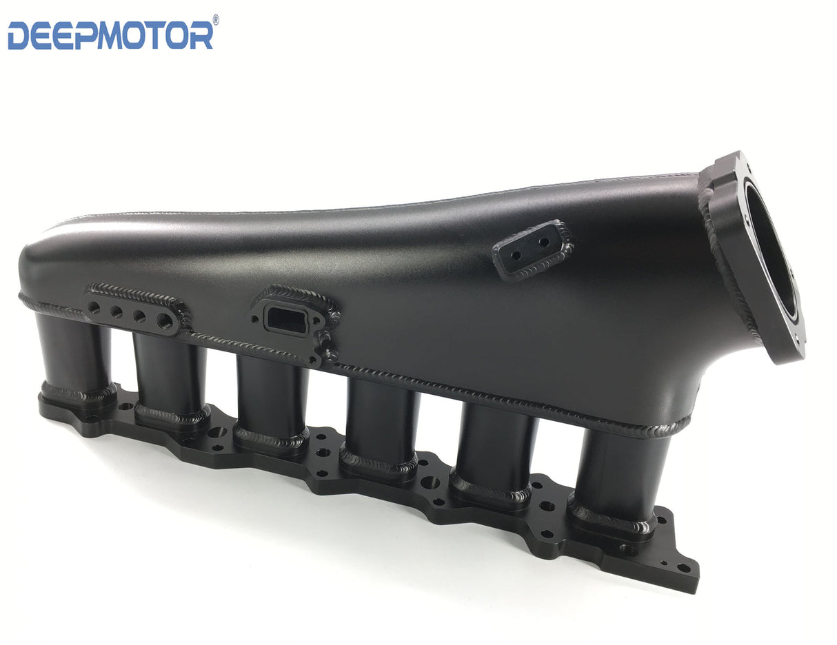 RB25 RB25DET Billet Intake Manifold Fuel Rail 90mm Throttle Body and Cable Black