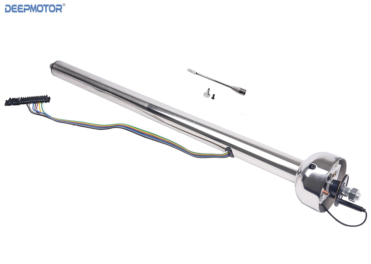 Deepmotor 35 Inch Universal Straight Steering Column Stainless Steel Polish