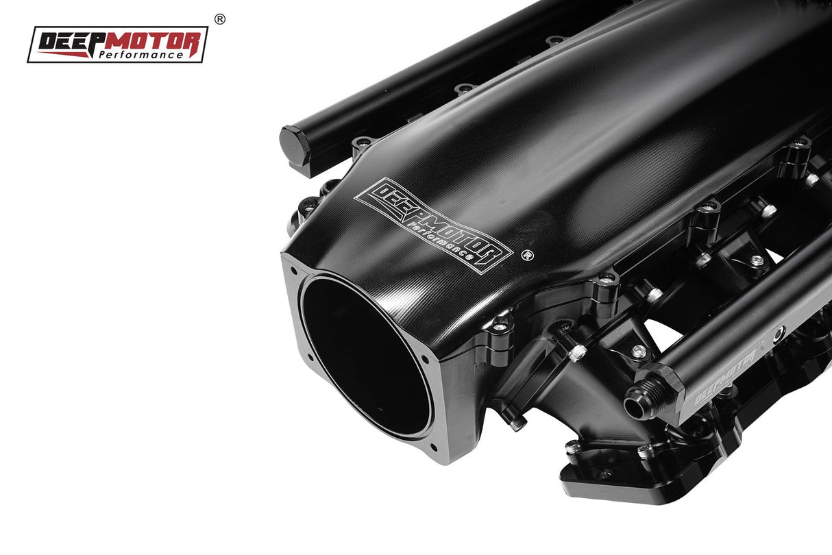Billet CNC 102mm Intake Manifold Set with Burst Panel Flange for LS3 L92 Black