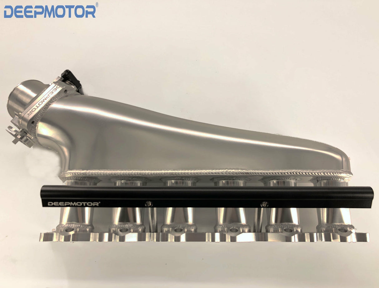Deepmotor RB20 RB20DET Intake Manifold Fuel Rail 90mm Throttle Body Set Silver
