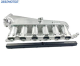CNC 2JZ-GE Intake Manifold Fuel Rail 90mm Throttle Body Set 6 Injector Silver