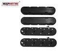 Deepmotor Aluminum finned Valve Covers w/ Coil Mounts & Cover for LS Black