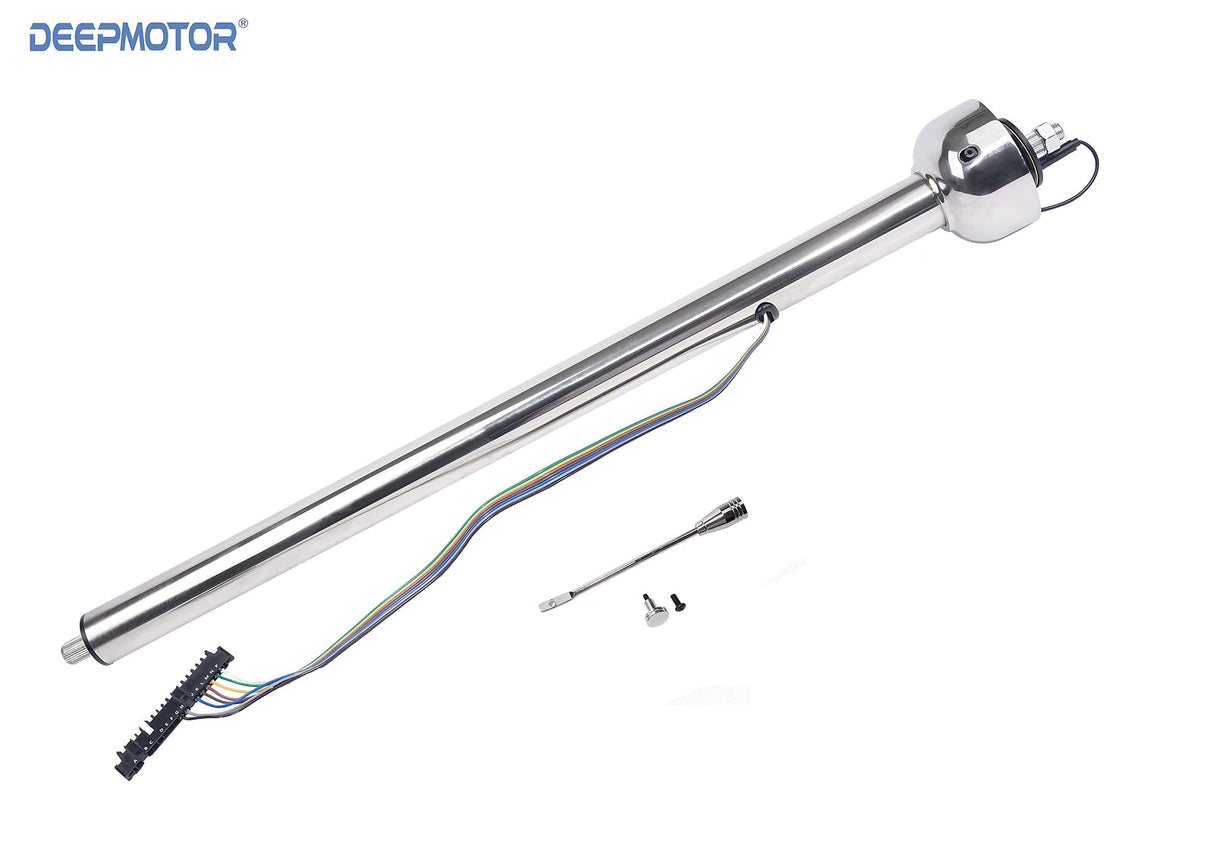Deepmotor 28 Inch Stainless Steel Universal Straight Steering Column Polish