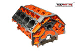 CNC machined Cast Iron Engine Block for LSX 4.000 Bore DH-9.240 6-Bolt Orange